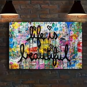 Canvas Poster - "Life is Beautiful" Graffiti Art, Unframed - 15x23Inhis canvas p